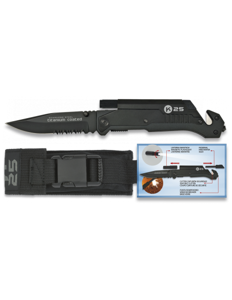 Couteau de sauvetage, lame 9 cm.