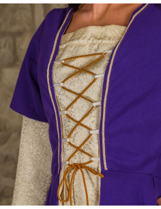 Robe de dame médiévale modèle Madeline, violet/crème 2