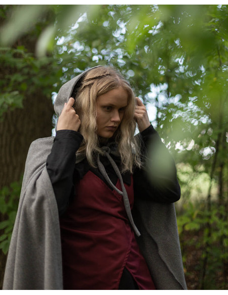 Cape médiévale en laine grise modèle...