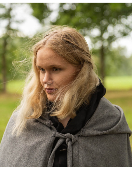 Cape médiévale en laine grise modèle...