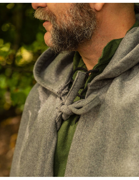 Cape médiévale en laine grise modèle...