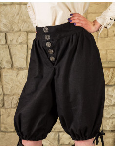 Pantalon en coton pirate Tilly, noir