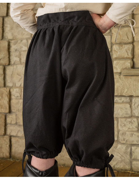 Pantalon en coton pirate Tilly, noir