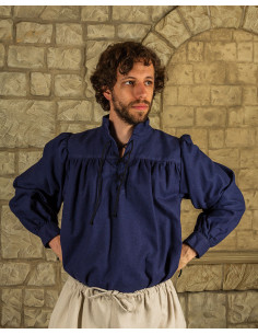 Chemise pirate large modèle Ansgar, couleur bleue