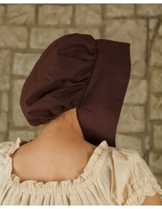 Bonnet médiéval en coton modèle Anna, marron 2