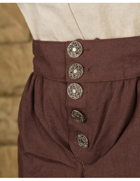 Pantalon en coton pirate Tilly, marron