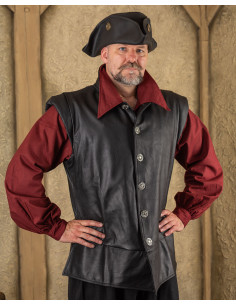 Gilet pirate en cuir modèle Tilly, couleur noir