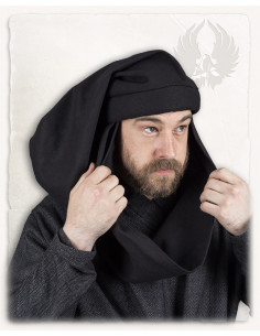 Casquette médiévale Rafael unisexe en coton, couleur noire