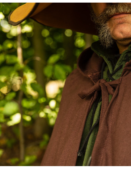 Cape médiévale en coton marron modèle...
