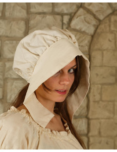 Bonnet médiéval en coton modèle Anna, couleur crème