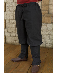 Pantalon en coton médiéval modèle Ketill, noir