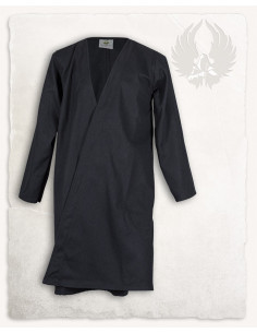 Tunique médiévale croisée en coton noir, modèle Shapur