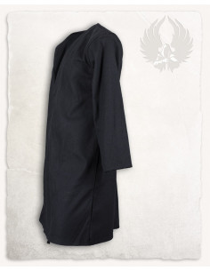 Tunique médiévale croisée en coton noir, modèle Shapur 2