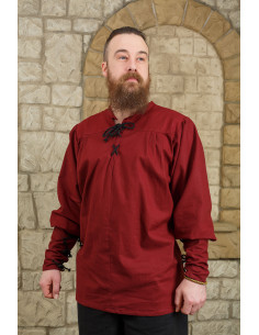 Chemise médiévale à nouer modèle Simon, bordeaux
