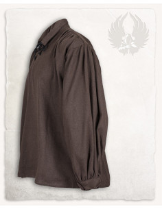 Chemise médiévale à nouer modèle Jonathan, couleur marron 2