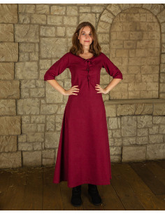 Robe médiévale en coton rouge modèle Irène