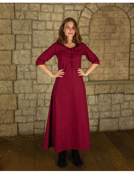 Robe médiévale en coton rouge modèle...