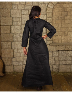 Tunique médiévale d'intérieur modèle Marita, couleur noire 2