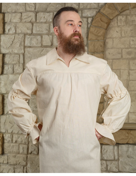 Chemise médiévale en coton crème...