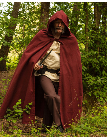 Cape médiévale en coton bordeaux...
