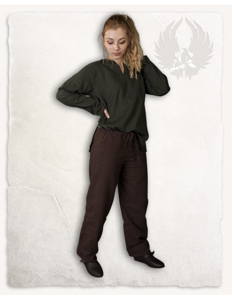 Pantalon médiéval en coton marron...