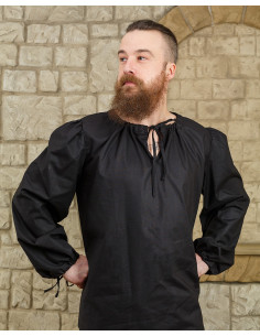 Chemise médiévale modèle Rafael, coton noir