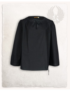 Chemise médiévale modèle Rafael, coton noir 2