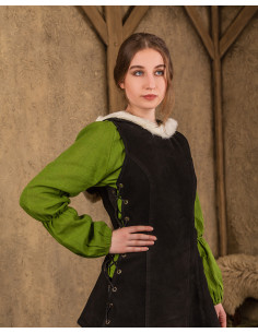 Robe médiévale à capuche modèle Freya, couleur noire