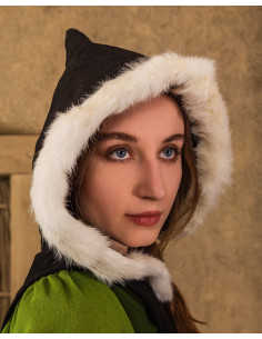 Robe médiévale à capuche modèle Freya, couleur noire 2