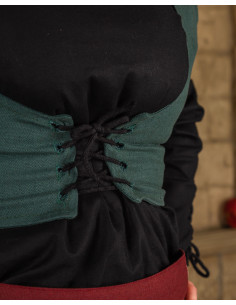 Corsage médiéval en coton vert modèle Annabelle 2