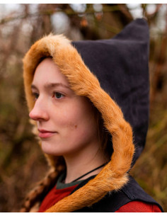 Haut médiéval pour femme avec capuche modèle Jetta, noir 2