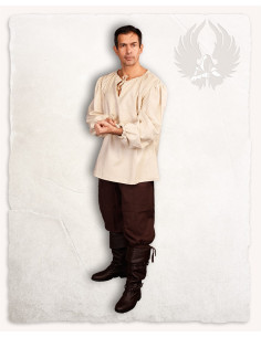 Chemise médiévale modèle Rafael, coton crème 2