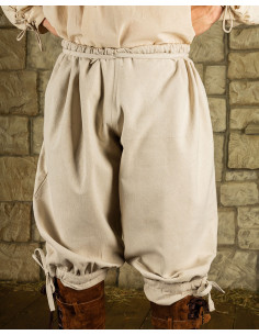 Pantalon en coton médiéval modèle Ketill, blanc naturel