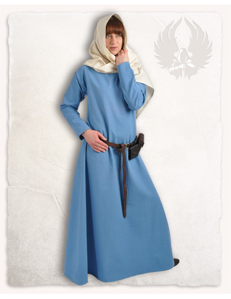 Robe médiévale en coton bleu clair...