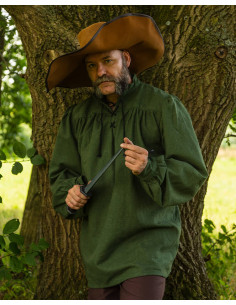 Chemise médiévale à nouer modèle Ansgar, couleur verte