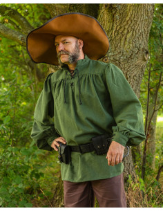 Chemise médiévale à nouer modèle Ansgar, couleur verte 2