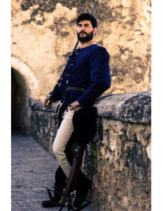 Veste médiévale modèle Rafael, coton bleu