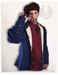 Veste médiévale modèle Rafael, coton bleu 2