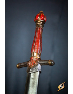Épée médiévale en latex modèle dualiste poignée rouge (LARP) 2