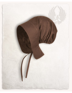 Bonnet de paysan médiéval modèle Greta, couleur marron