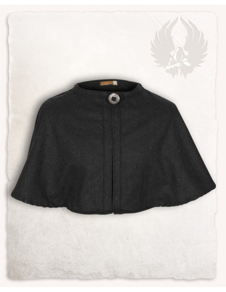 Cape médiévale en laine noire modèle...