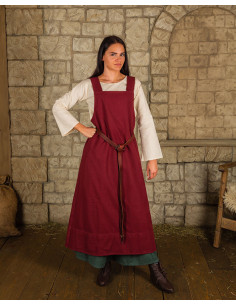 Robe style tablier, modèle Lientje, bordeaux