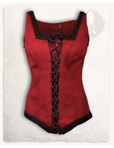 Corsage médiéval modèle Ursula en coton bordeaux