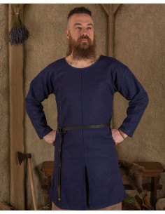Tunique médiévale en coton bleu modèle Gadaric