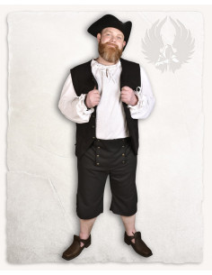 Pantalon pirate en coton noir modèle Franklin