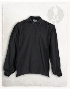 Chemise médiévale à nouer modèle Jonathan, couleur noire
