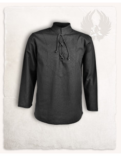 Chemise médiévale noire en coton modèle Leomar