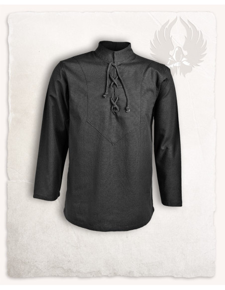 Chemise médiévale noire en coton...