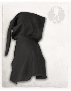 Cagoule médiévale en laine noire modèle Wolfram 2