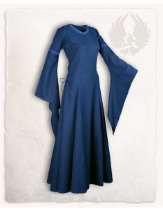 Robe médiévale en coton premium modèle Lenora, bleu